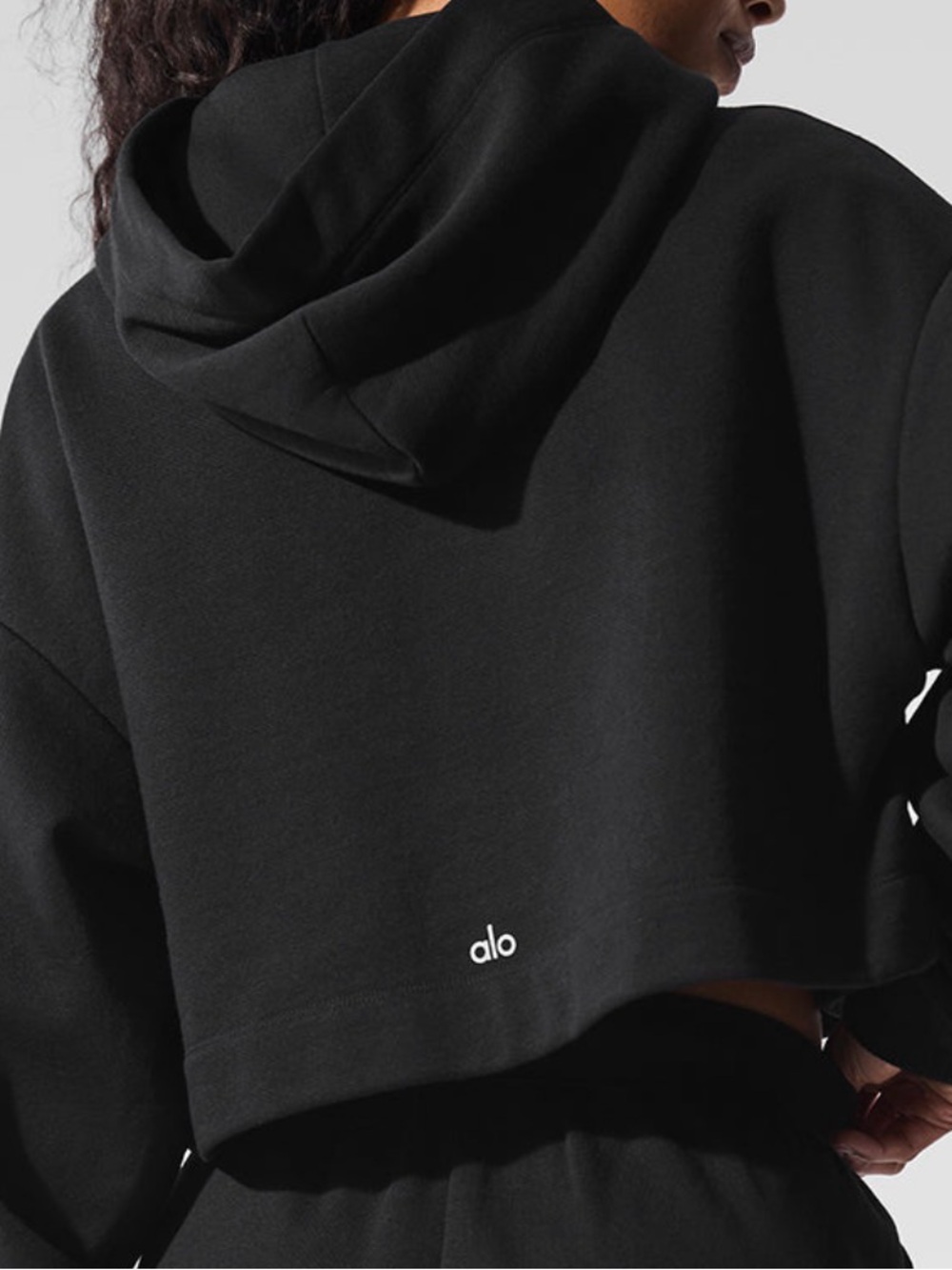 ALO Yoga Bae Black Cropped Hoodie with Logo-Brand New Size Small